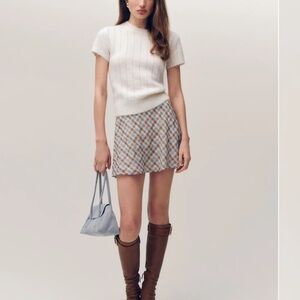 Reformation Brandy Skirt Seasonal – Brown Blue Check